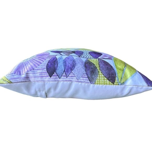 Pier 1 Import Throw Pillow 20" x 20" Floral Design Boho Decor White Purple Green - Picture 3 of 8